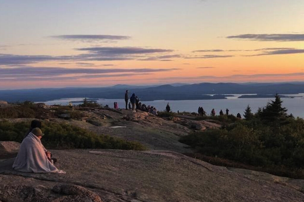 Acadia National Park people watching morning sunrise