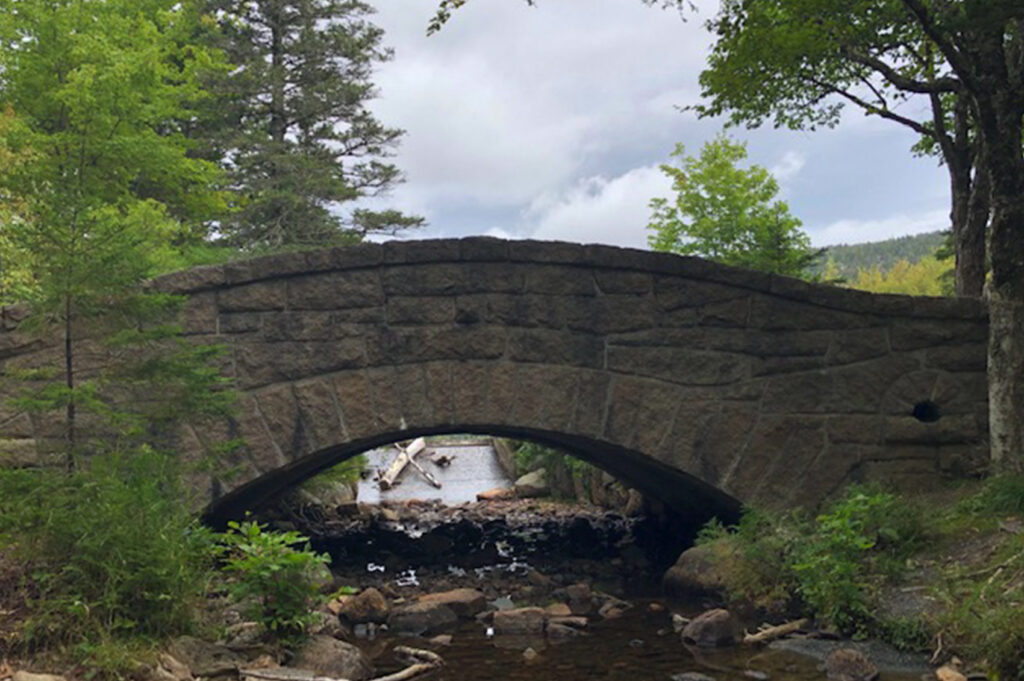 Acadia National Park Granite stone bridge over Jordan Stream