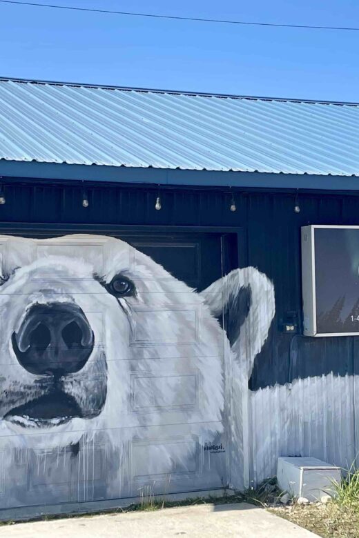 Mural of a polar bear on a building