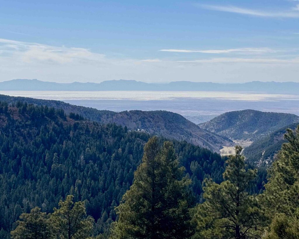 View of the Dunes from Cloudcroft, about a mile above White Sands